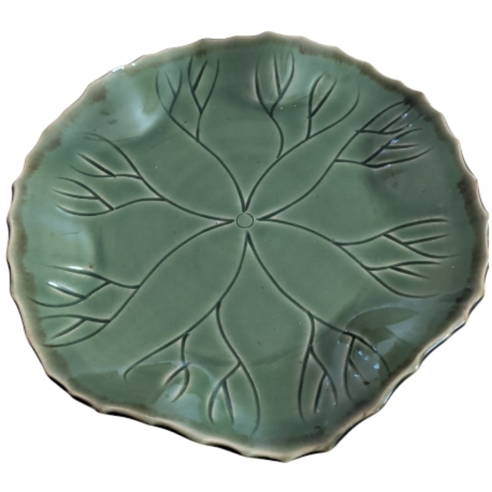 Zodax Ceramic Green Lily Pad Decor Plate 11 inches